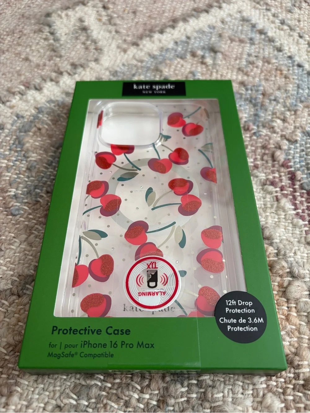 kate spade Clear Glitter Cherry Print  iPhone 16 Pro Max Case MagSafe